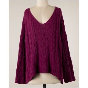 Miracle Women's V-Neck Sweater in Deep Magenta